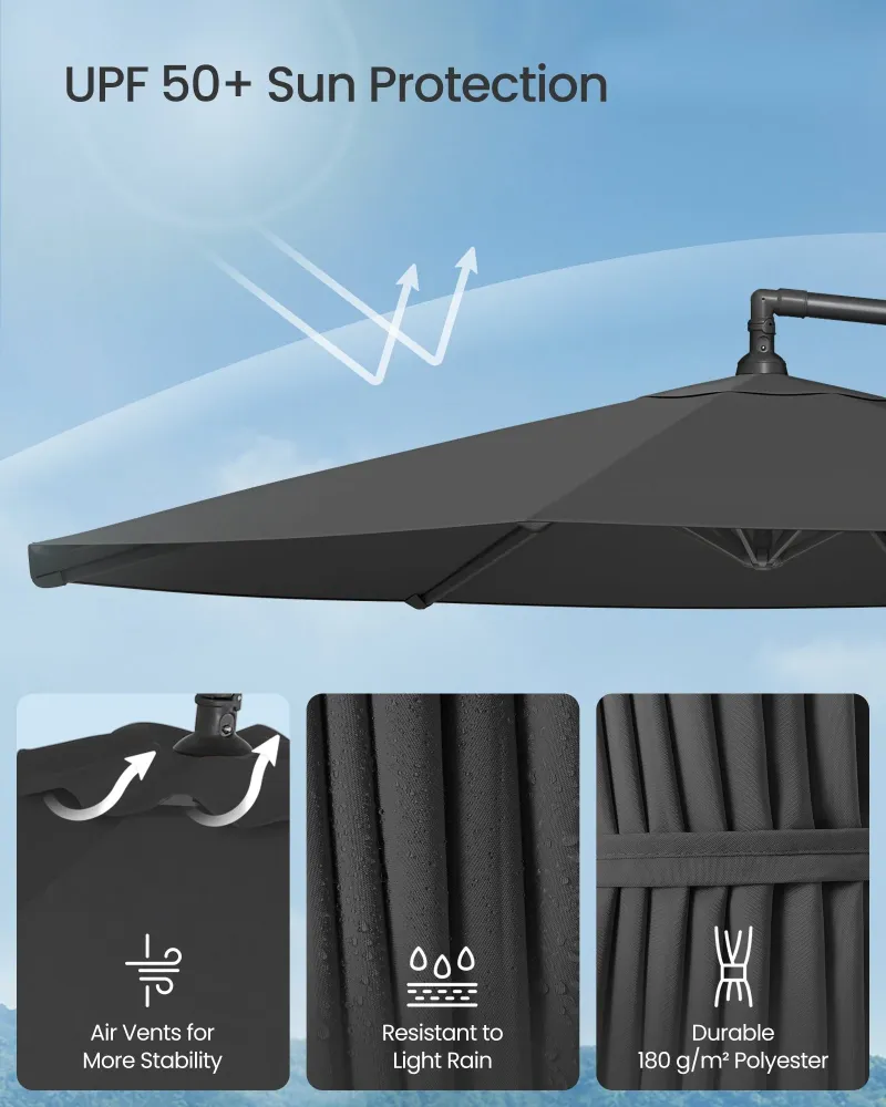 SONGMICS konzolni vrtni suncobran, 3 m, sivi