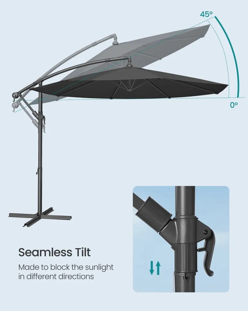 SONGMICS konzolni vrtni suncobran, 3 m, sivi