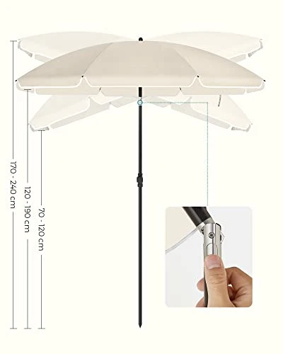 suncobran 200 cm, UPF 50+ zaštita, nagibni, bez postolja, bež