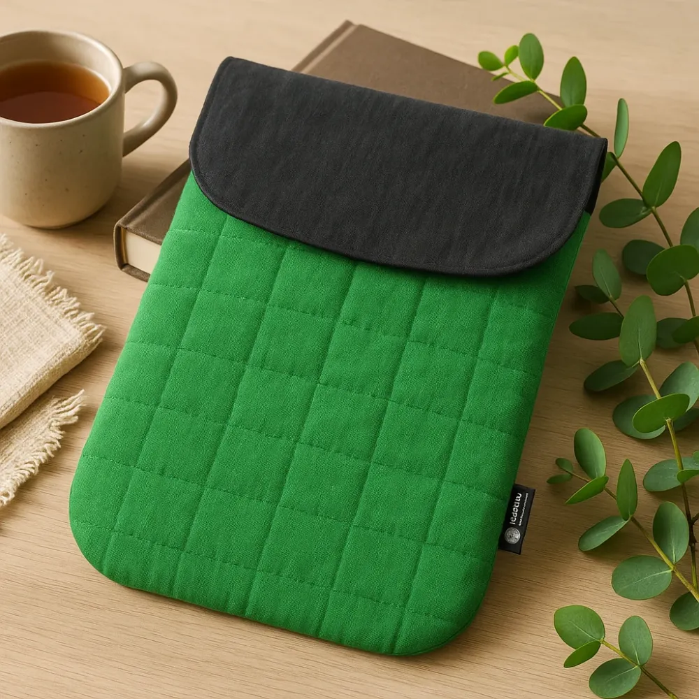 Podstavljena navlaka za laptop Žabina zelena stonewashed pamuk