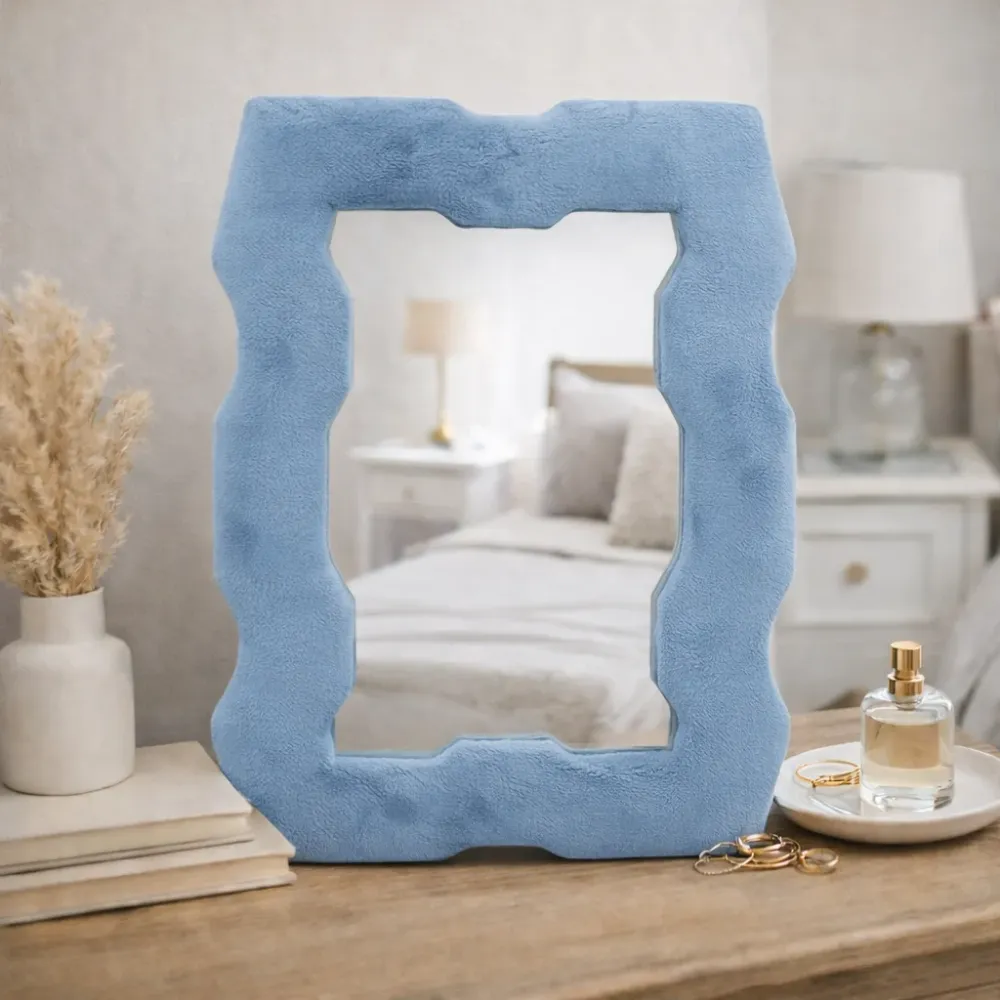 Meko valovito ogledalo – Debeli okvir – Kraljevsko plava (30,5x22,5x2,3 cm)