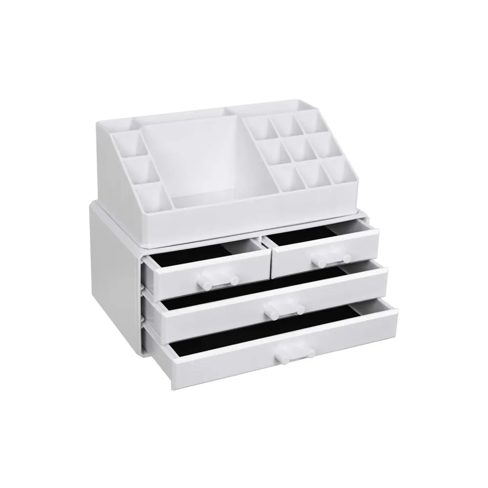 kozmetički organizator, spremište šminke s 4 ladice, 24 x 18,5, x 13,5 cm, bijela