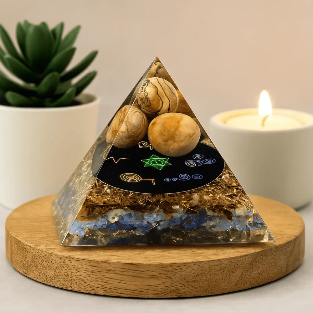 Orgonitna piramida Midnight Reiki 70mm