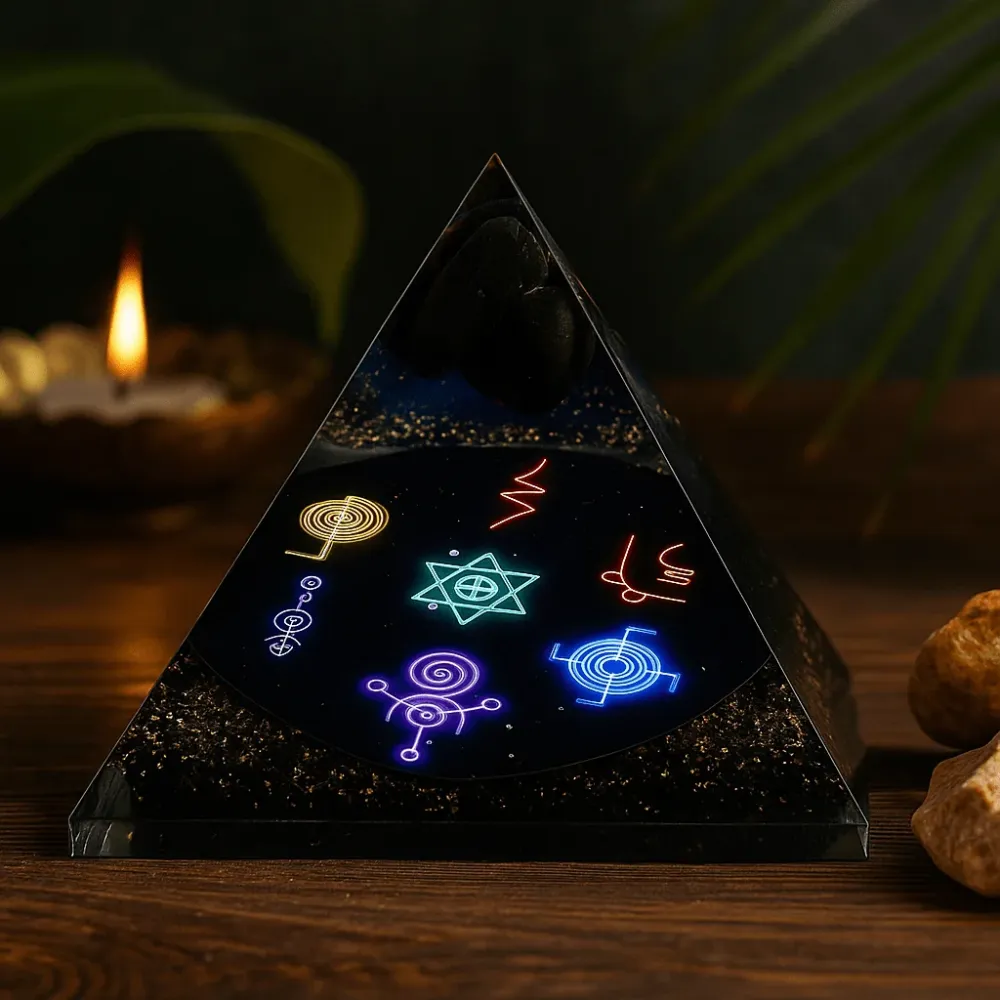 Orgonitna piramida Midnight Reiki 90mm
