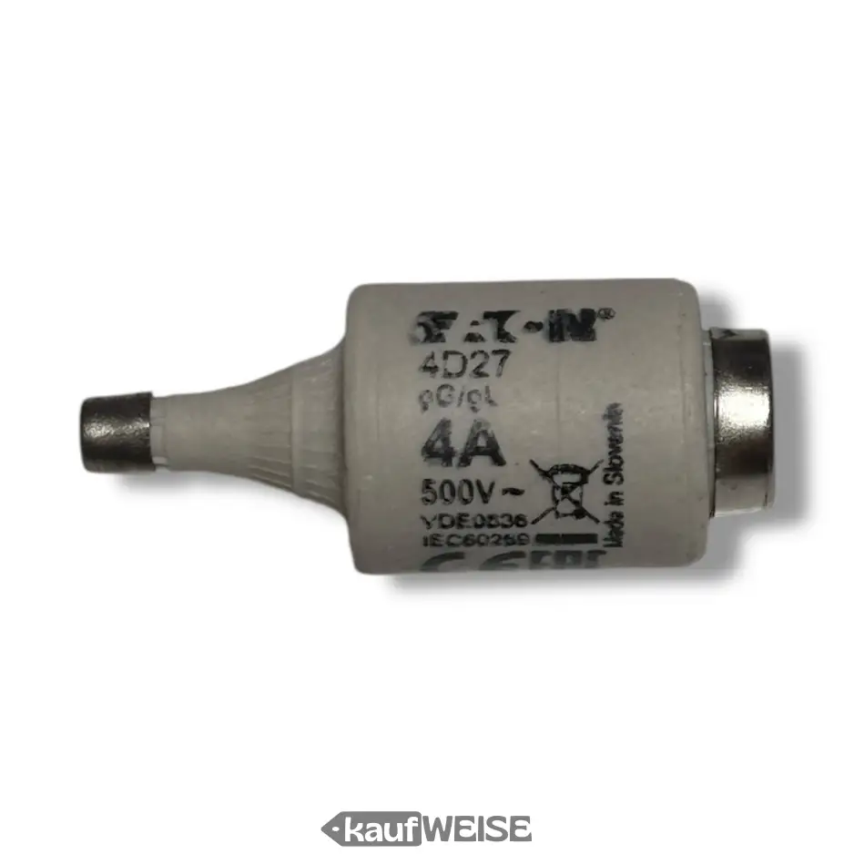 Eaton 4D27 osigurač 4A 500V (pakiranje od 5 komada) | DII E27, sporo pregorijevajući (gG/gL)