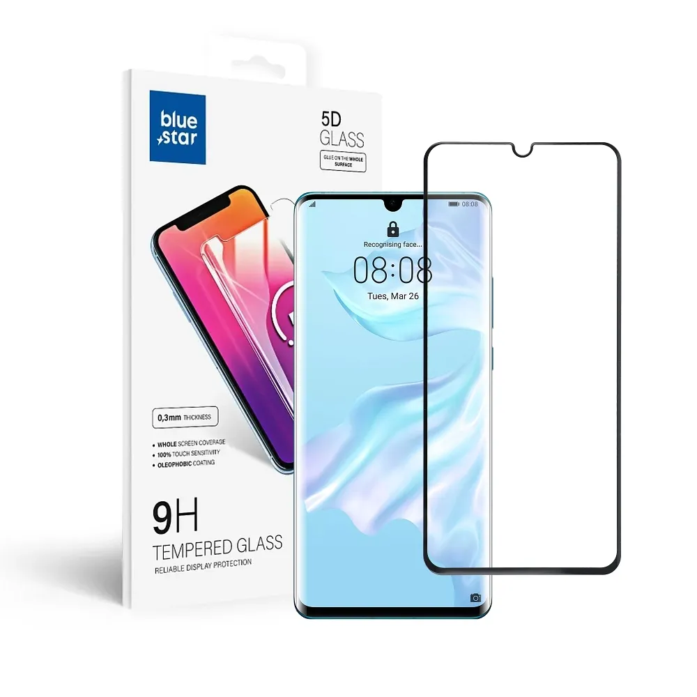Blue Star 5D kaljeno staklo - za Huawei P30 Pro (full glue/case friendly) - crno