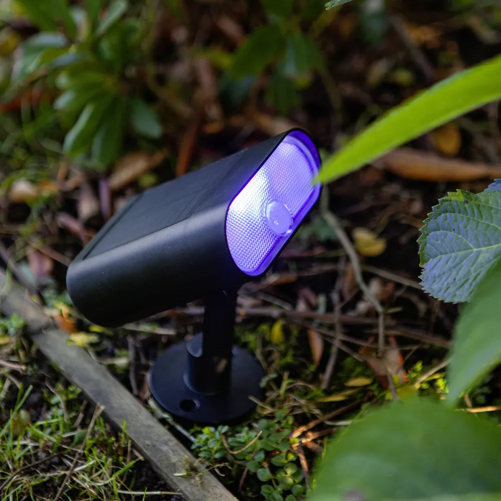 LED solarna spot svjetiljka GINBO, senzor pokreta, pametni, mat crna, 7W, CCT+RGB, IP44