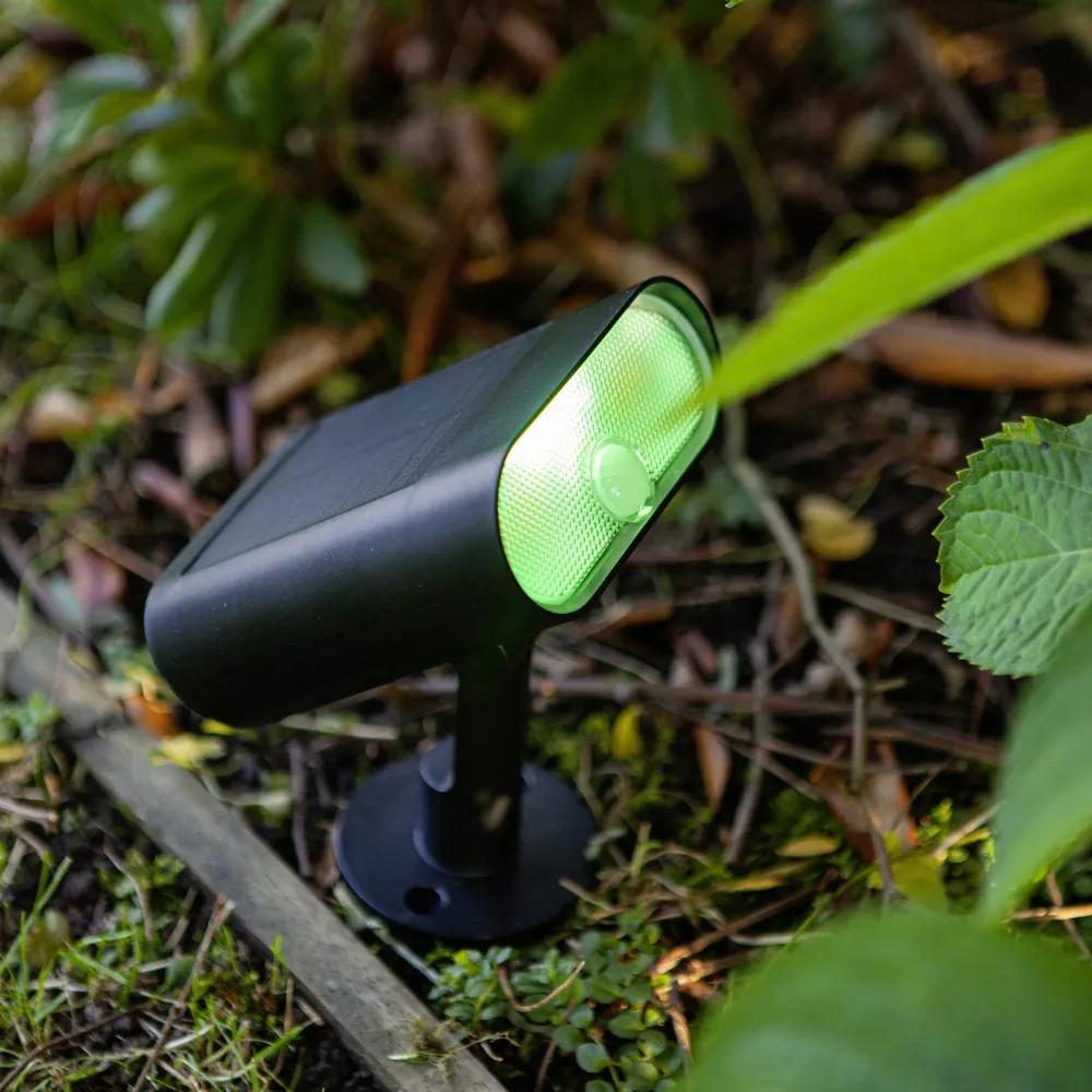 LED solarna spot svjetiljka GINBO, senzor pokreta, pametni, mat crna, 7W, CCT+RGB, IP44