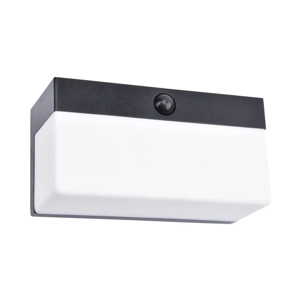 LED solarna zidna svjetiljka FRAN, senzor pokreta, pametna, mat crna, 9.7W, CCT, IP44