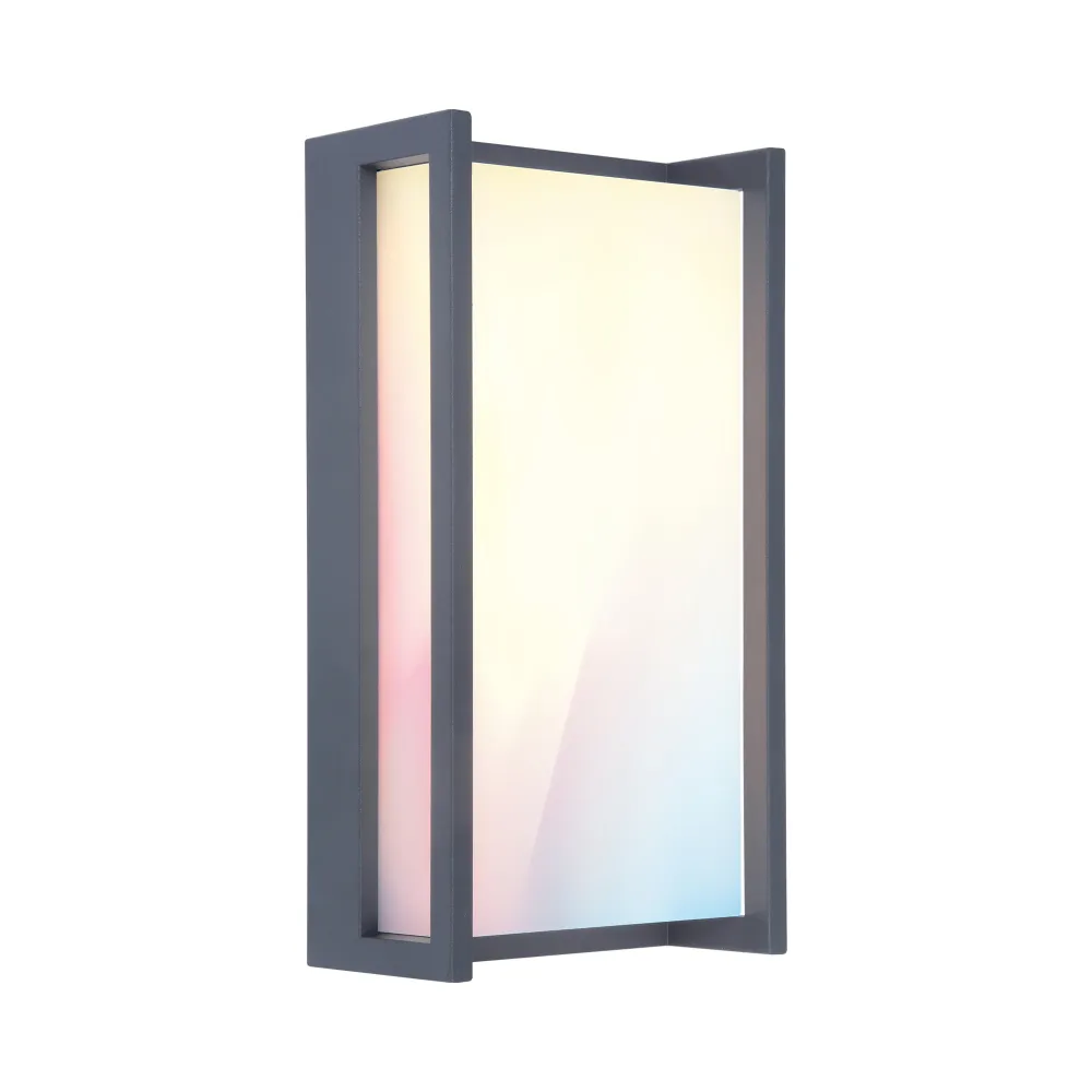 LED zidna svjetiljka QUBO, pametna, tamno siva, 16W, CCT+RGB, IP54