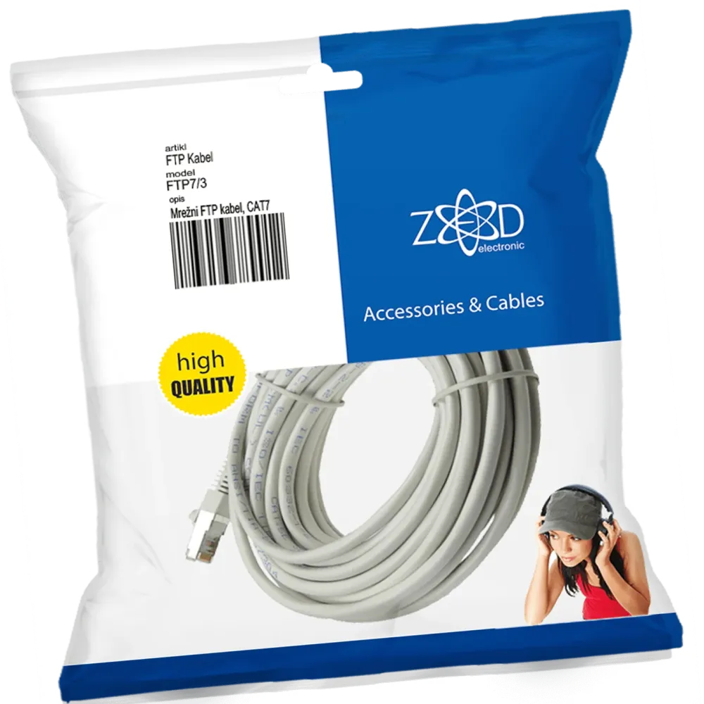 ZED electronic Mrežni FTP kabel, CAT7, dužina 3.0 metra - FTP7/3