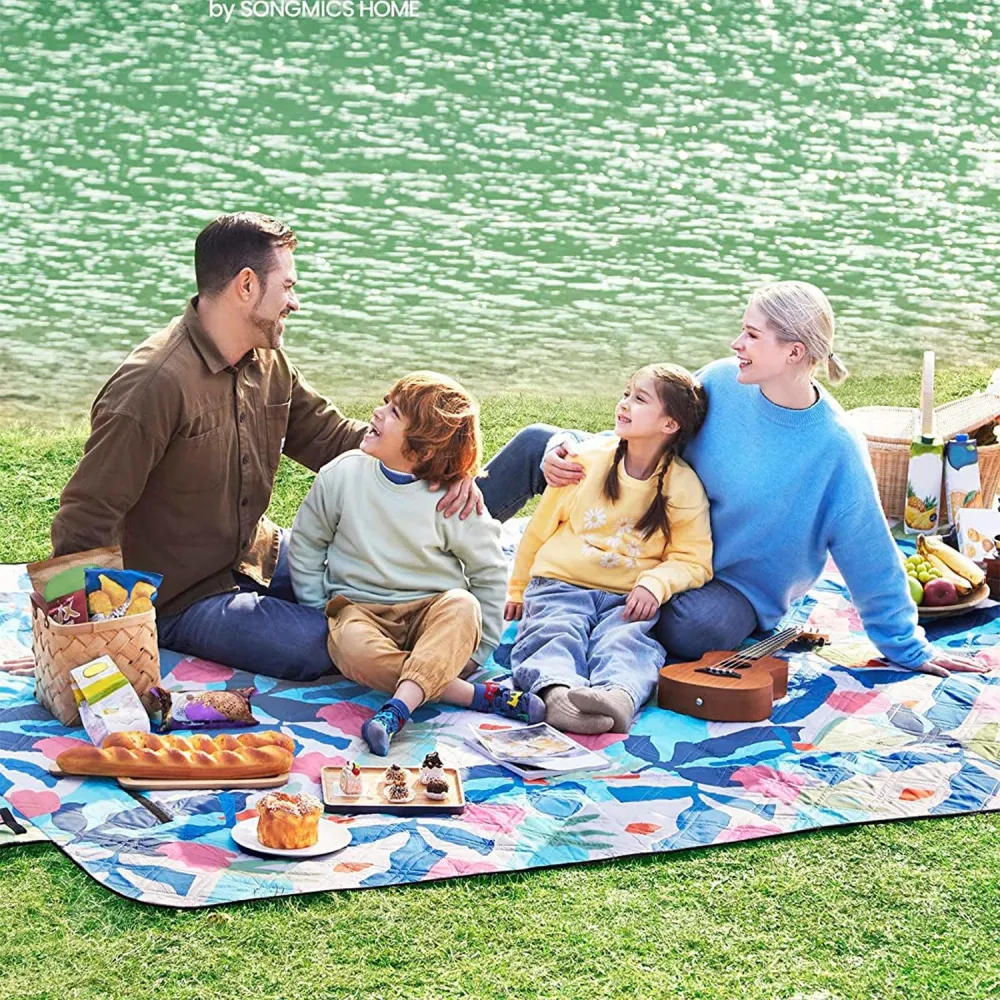 XXL šarena deka za piknik s uzorkom lišć u boji, 300 x 200 cm