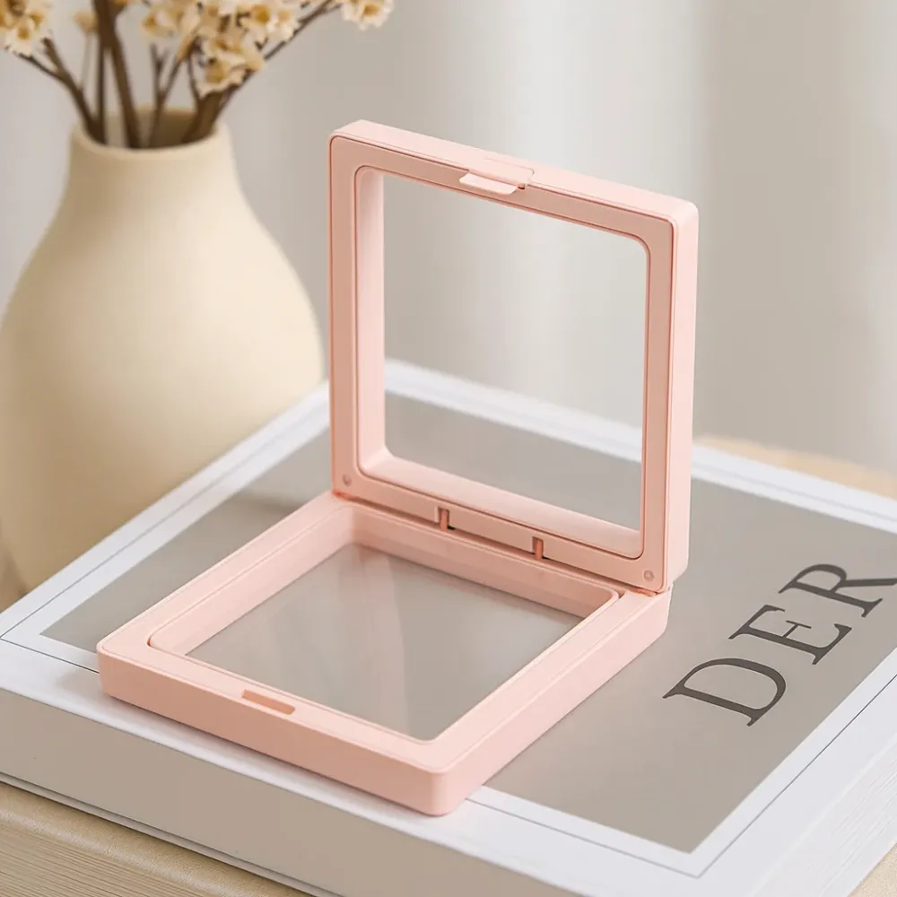 3D okvir za plutajući prikaz 7x7 cm ružičasti