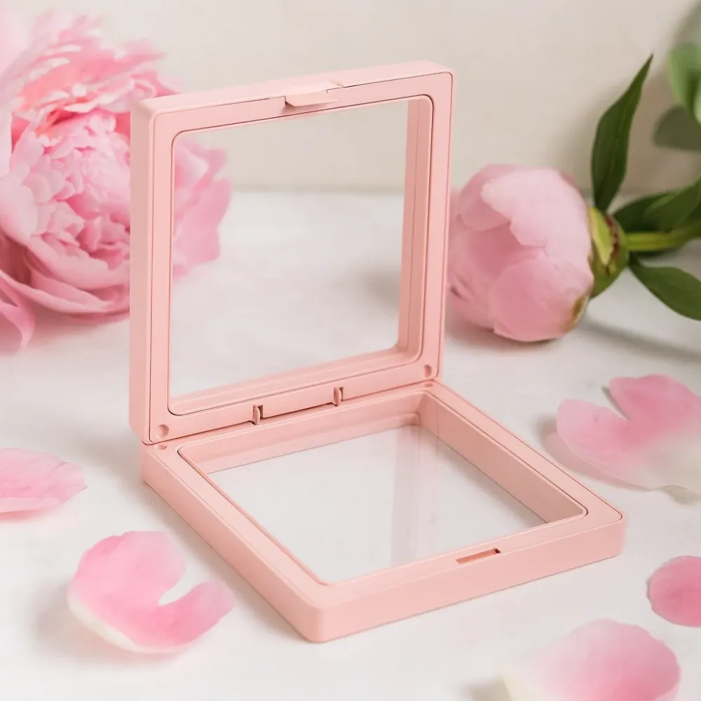 Plutajući okvir za prikaz 3D 9x9cm ružičasti