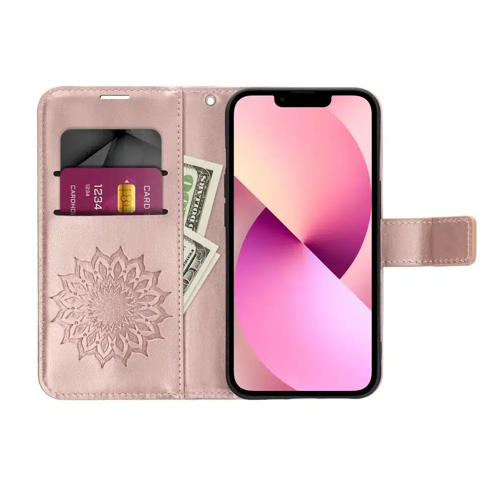 MEZZO Book case preklopna torbica za XIAOMI Redmi 13C / POCO C65 mandala gold pink