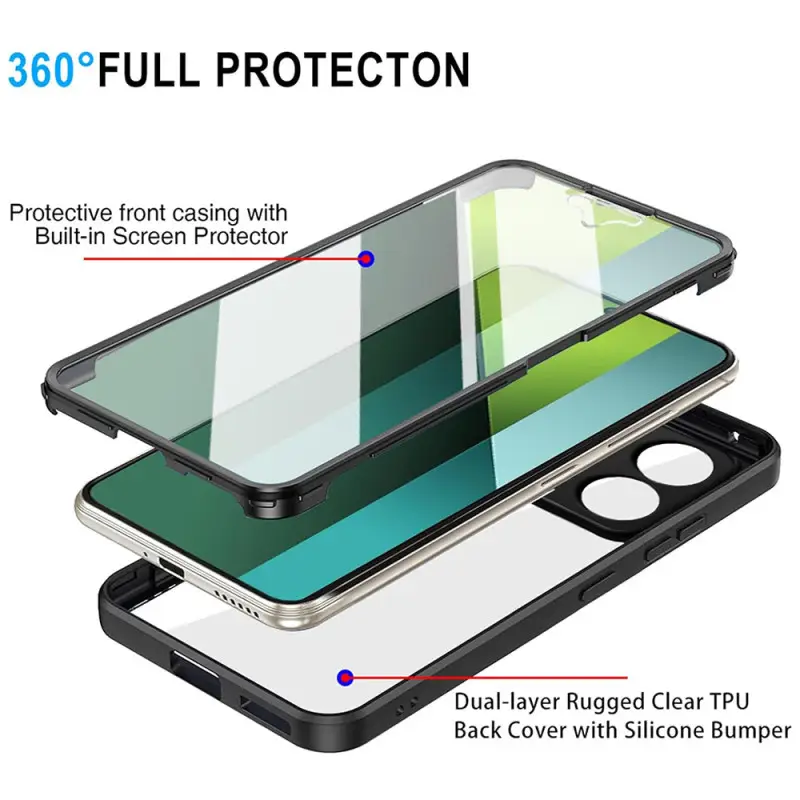 Techsuit – ColorVerse 360 Series obostrana zaštitna maska za Xiaomi Redmi Note 13 Pro 5G / Poco X6 – crna