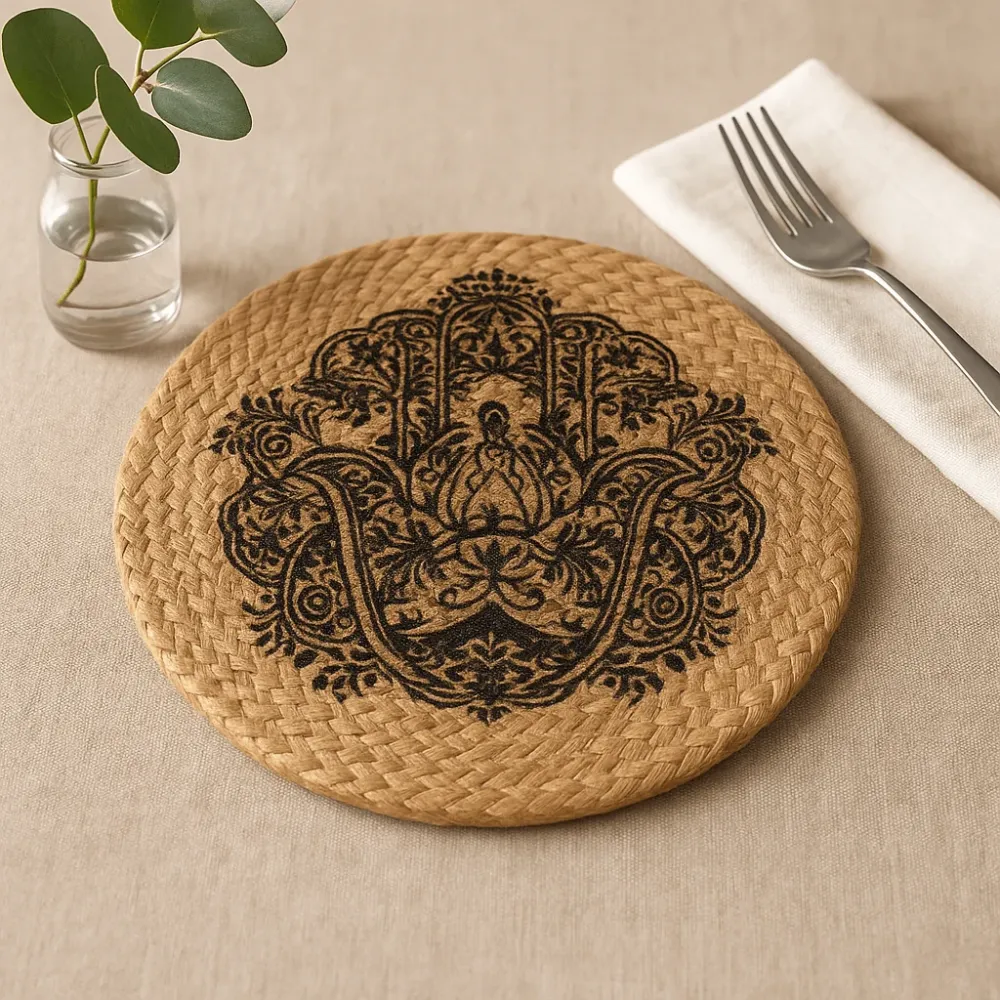 30cm juta podmetač s Hamsa printom
