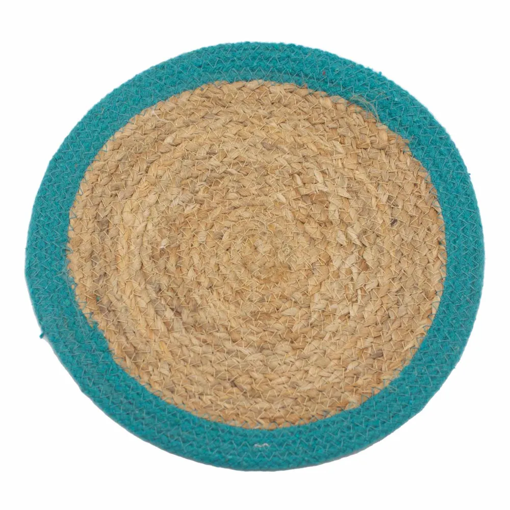Jutena pamučna podmetač 30cm tirkizni rub