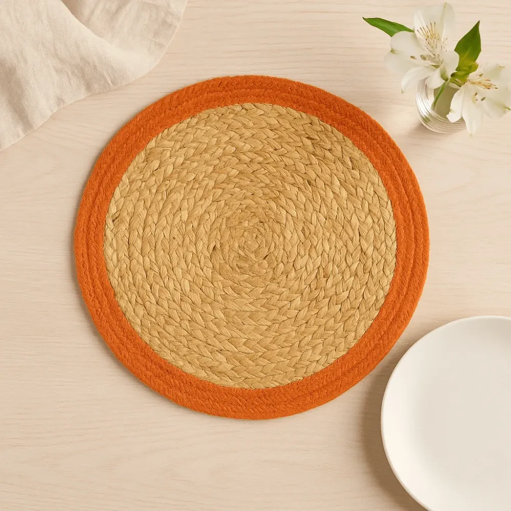 Podmetač juta pamuk 30cm glineni rub prirodni