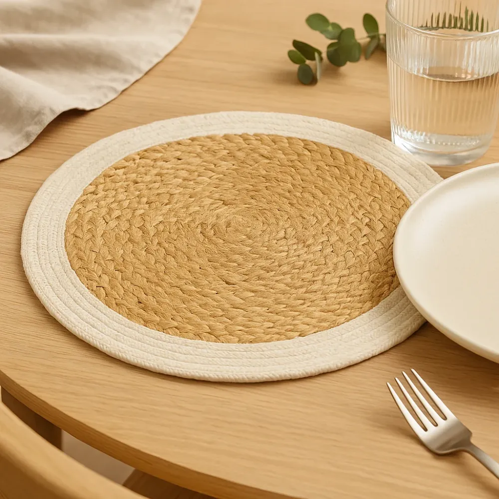 Podmetač juta pamuk 30cm slonovač rub