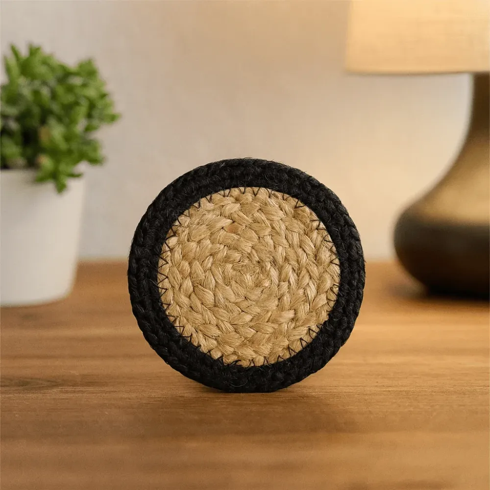 Podmetači juta pamuk 10 cm crni rub 4-komada