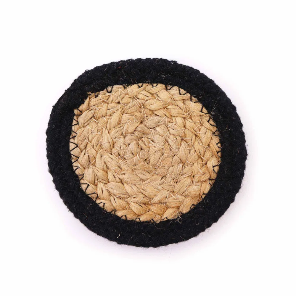 Podmetači juta pamuk 10 cm crni rub 4-komada
