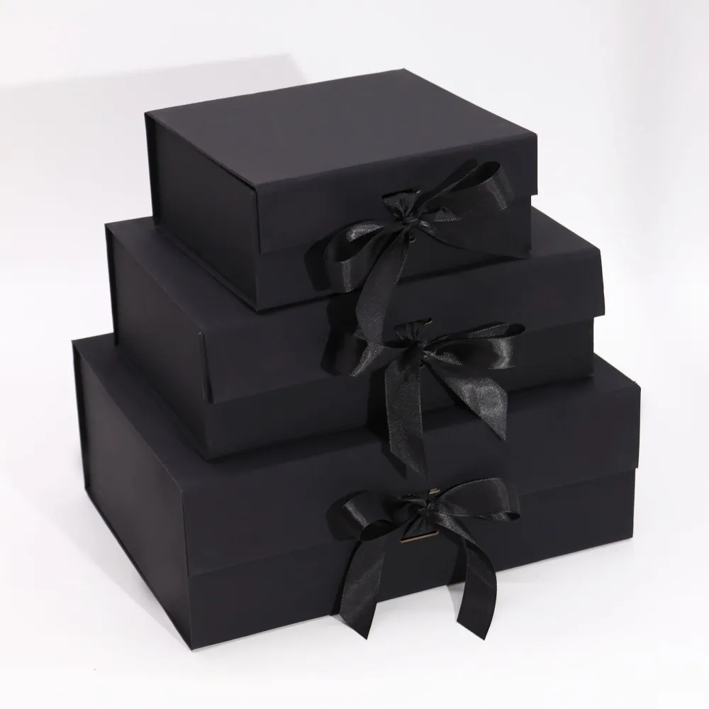 Poklon kutija ravna pakiranja ekstra velika 33x25x12cm crna