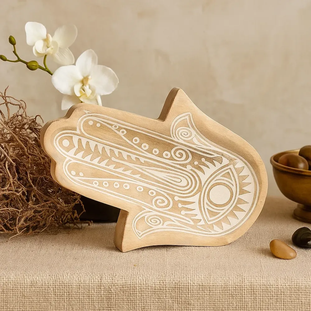 Dugački pladanj Hamsa bijeli premaz – 30x20,5x2,5 cm