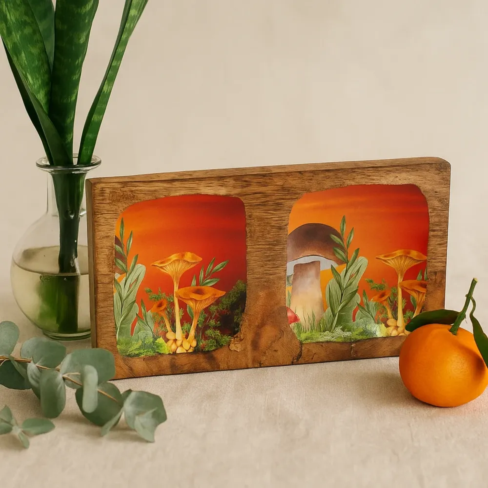 Poslužavnik za sitnice Dvostruka gljiva Bordo 20x10x2.5cm