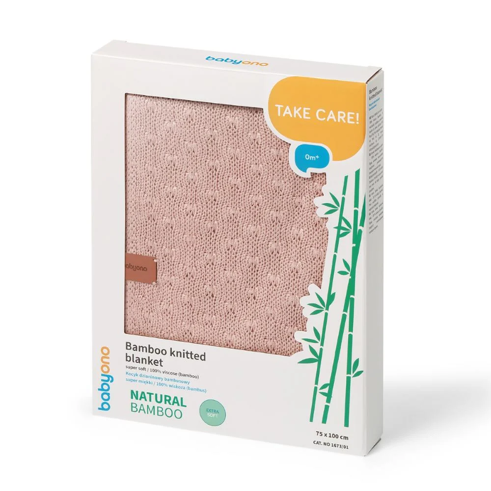 BabyOno Pletena bambus dekica 75x100 cm, roza