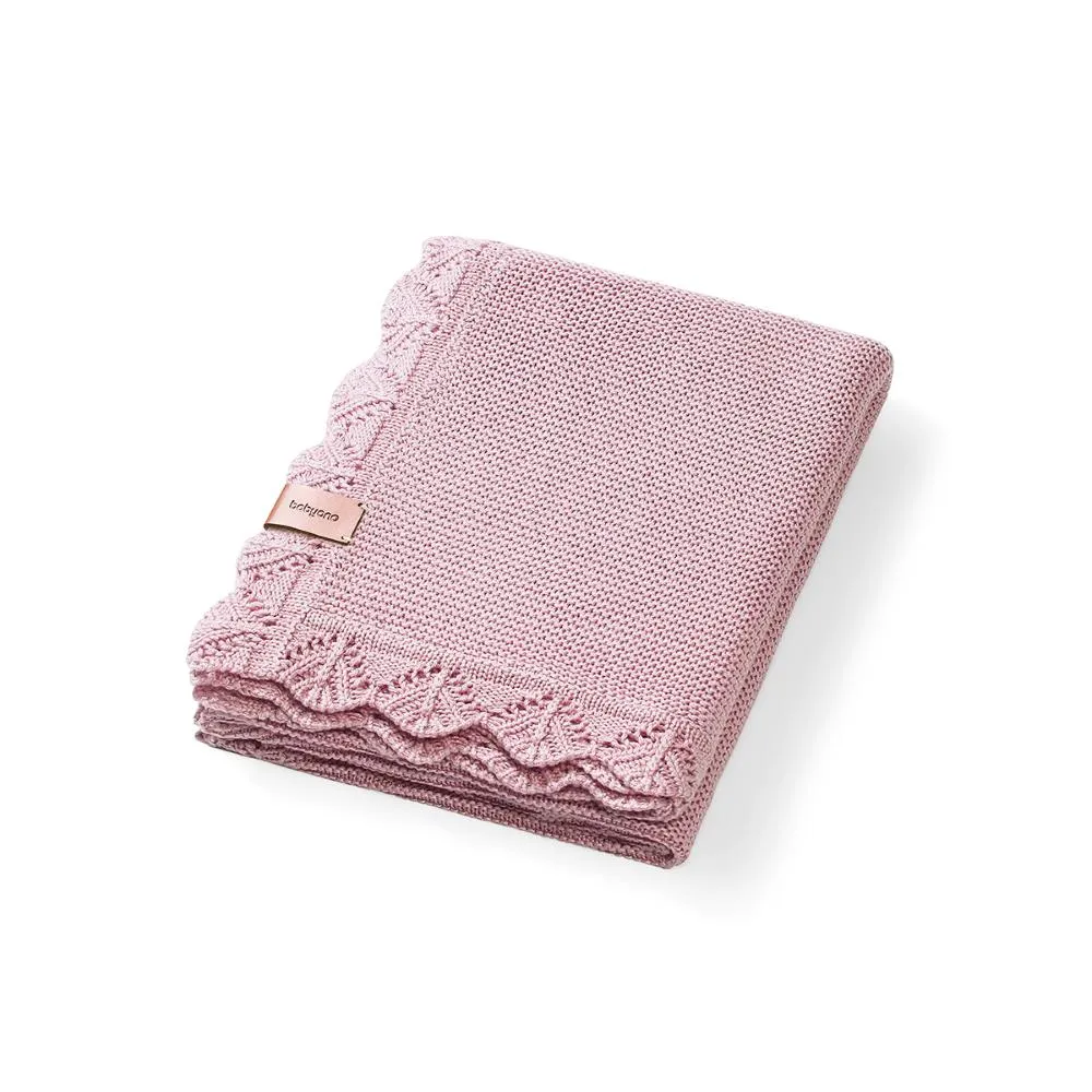 BabyOno Pletena bambus dekica s volanom 75x100 cm, roza