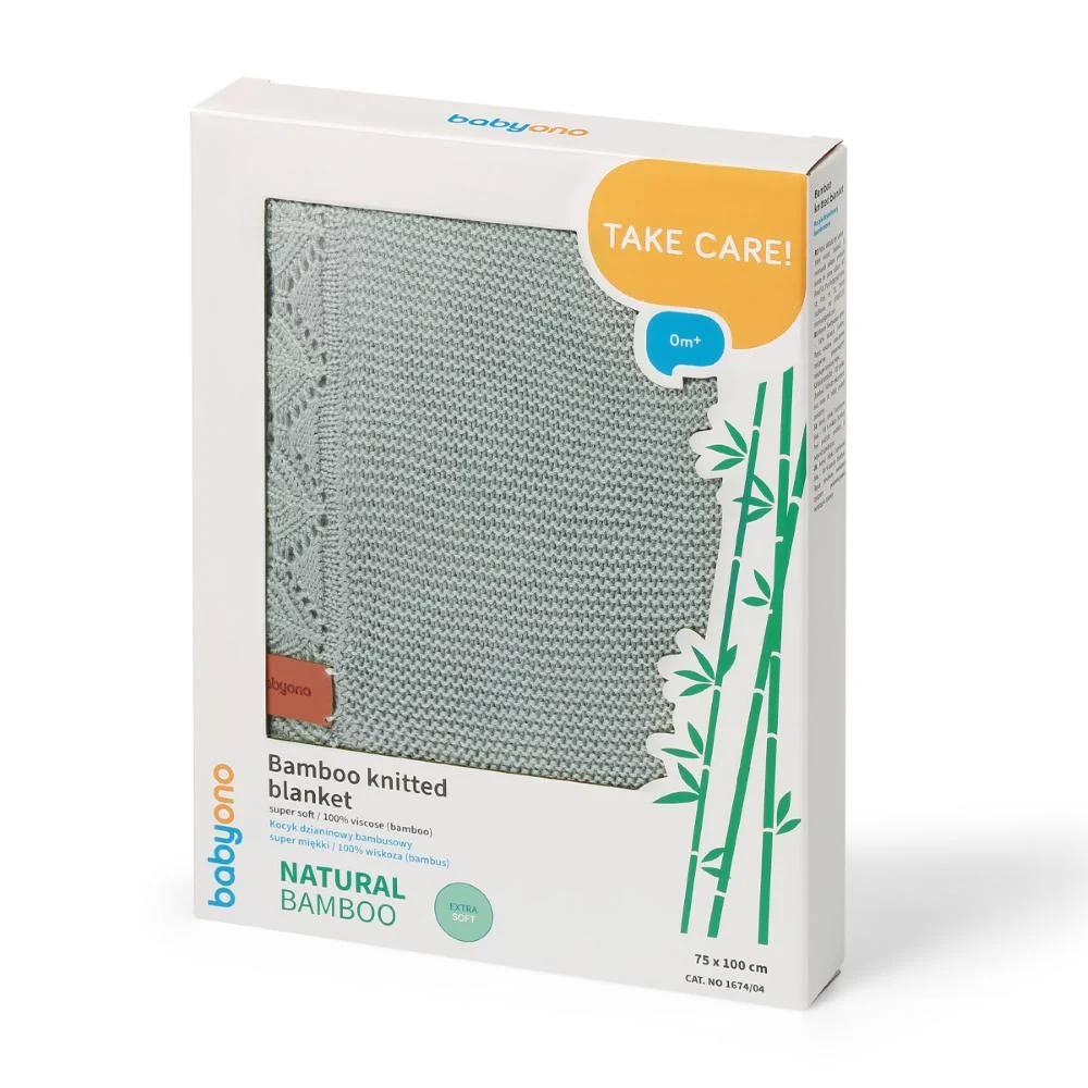 BabyOno Pletena bambus dekica s volanom 75x100 cm, mint