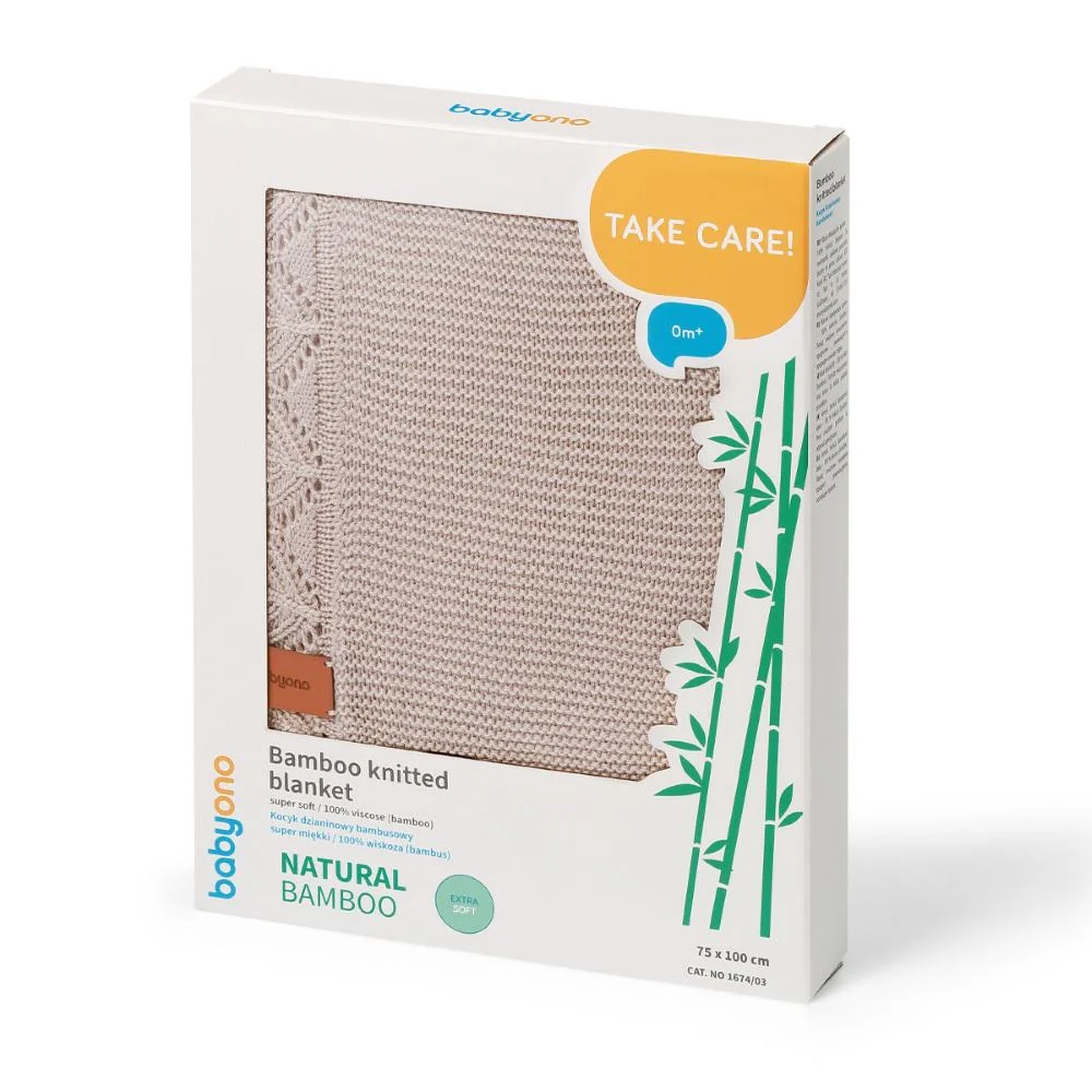 BabyOno Pletena bambus dekica s volanom 75x100 cm, bež