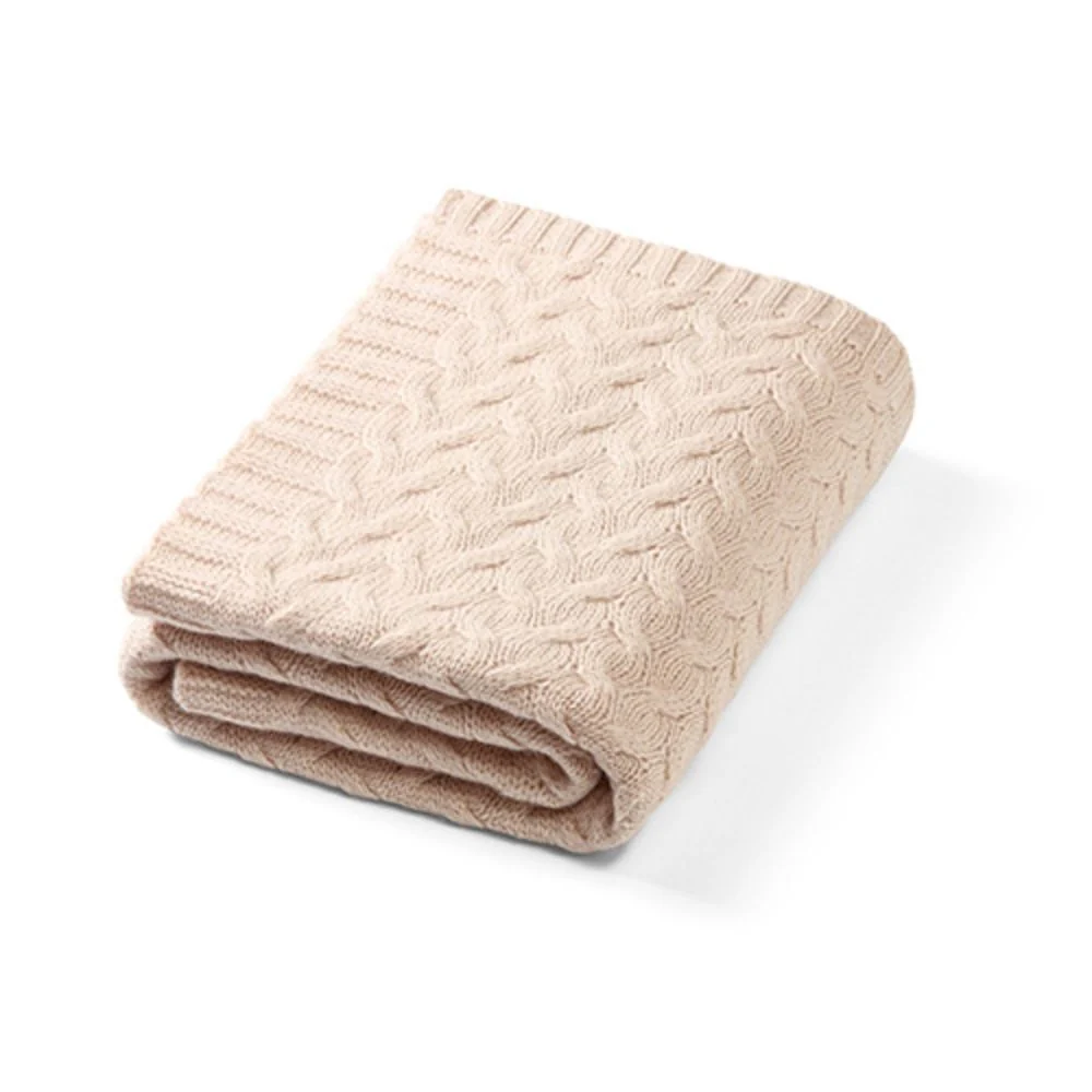 BabyOno Pletena dekica od merino vune 75x100 cm, svijetlo bež