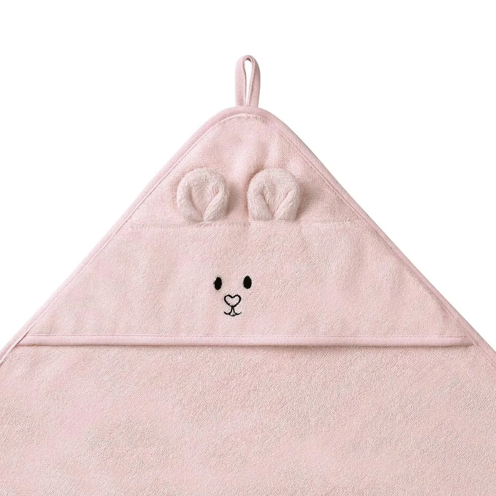 BabyOno Ručnik bambus 100x100 cm, ears, prljavo roza