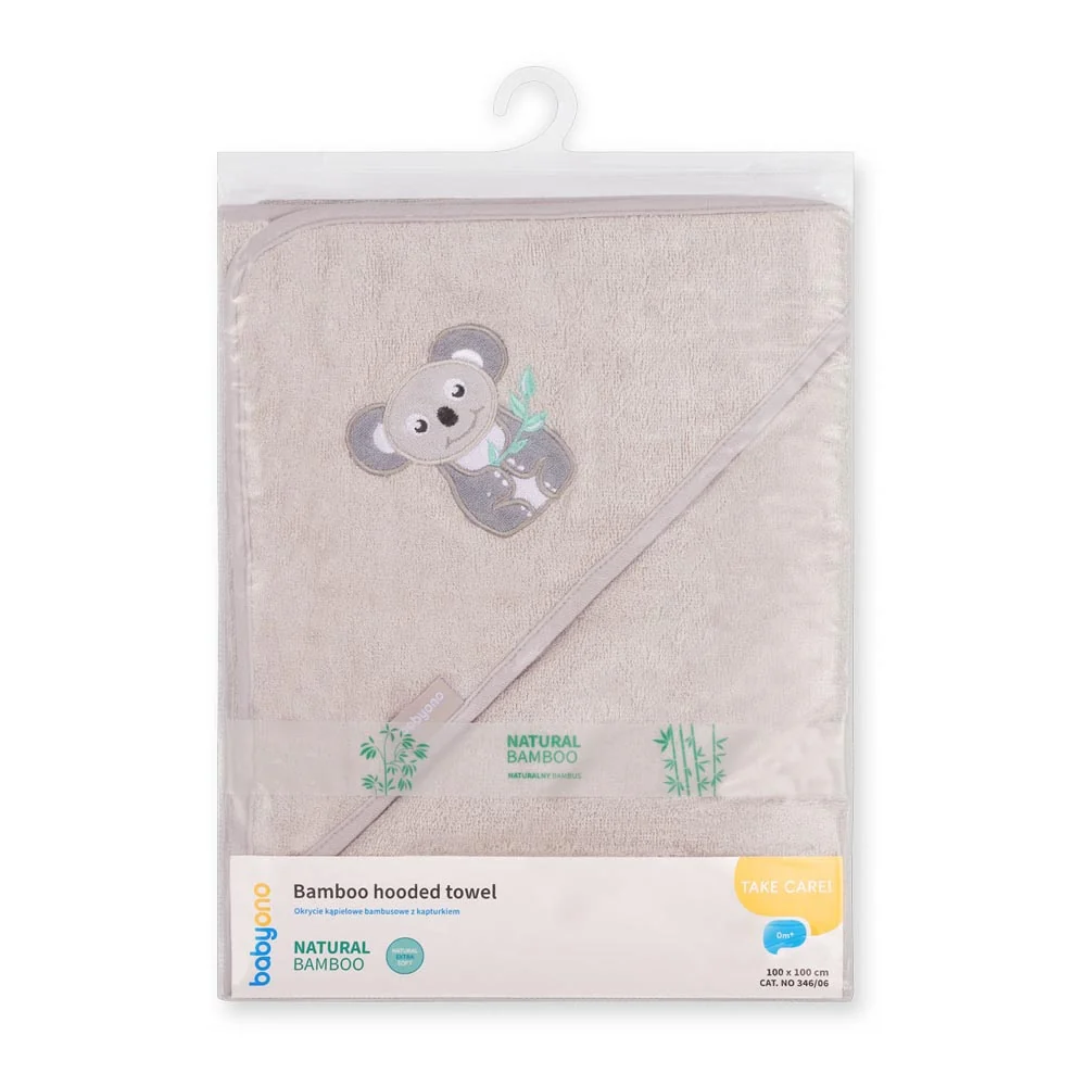 BabyOno Ručnik bambus 100x100 cm, Koala, siva