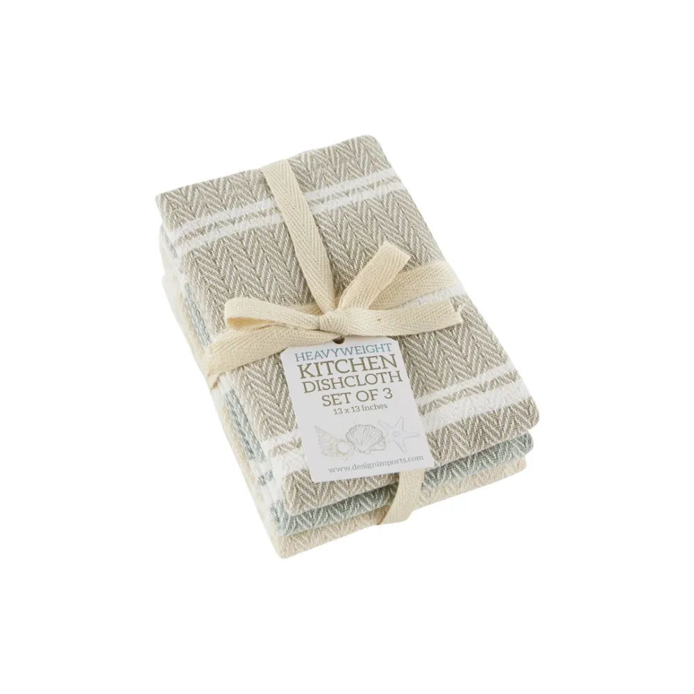 Boardwalk Herringbone Stripe Dishcloth Set 3