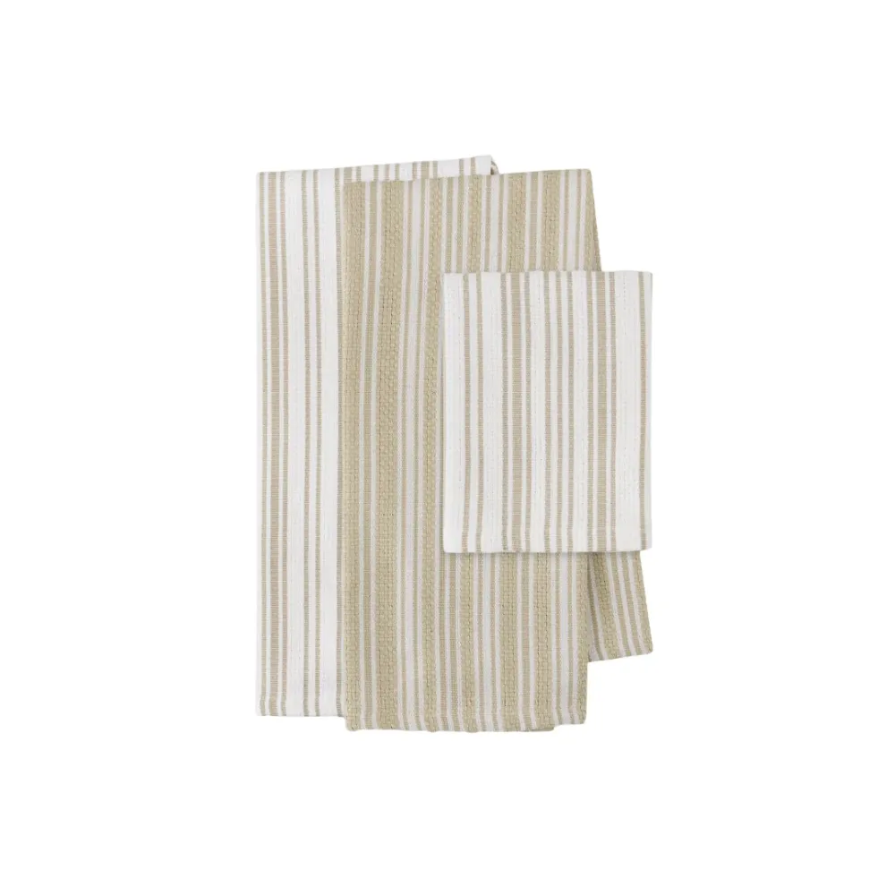 Feather Gray Classic Stripe Heavyweight Kitchen Set 3