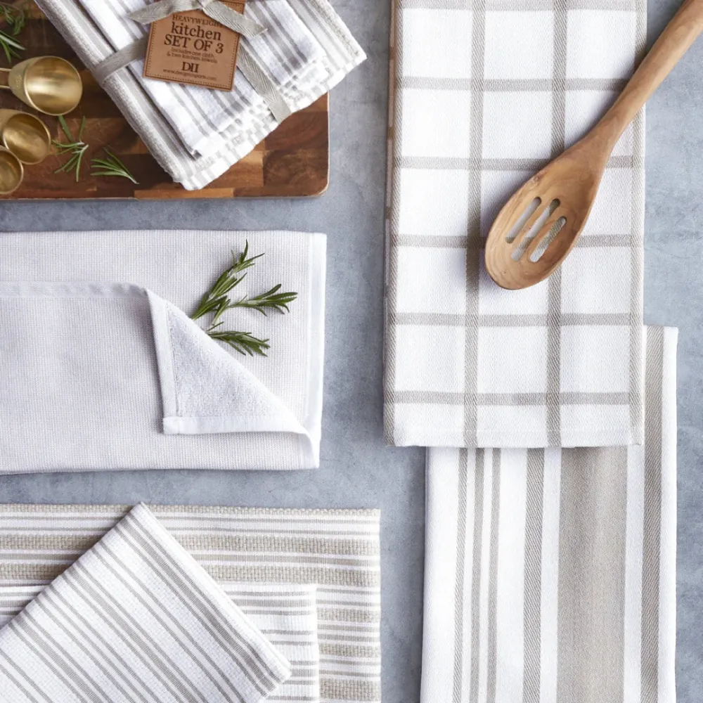 Feather Gray Classic Stripe Heavyweight Kitchen Set 3