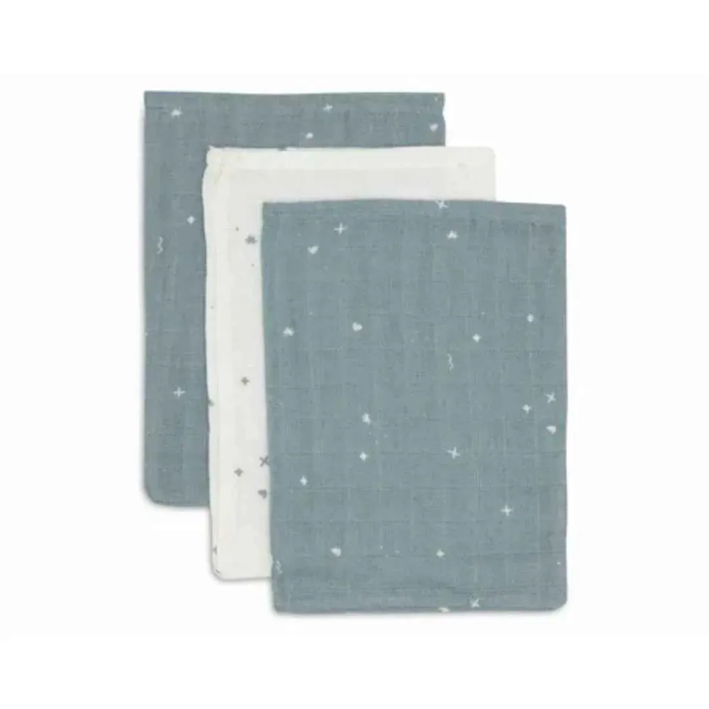 Jollein® Komplet 3 krpice za umivanje Twinkling Sea Green 20x15