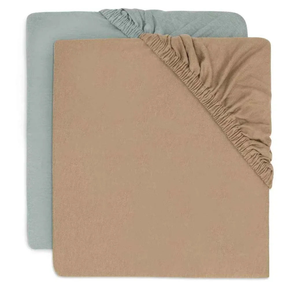 Jollein® Pamučna plahta 2 komada 60x120 Sea Green/Biscuit