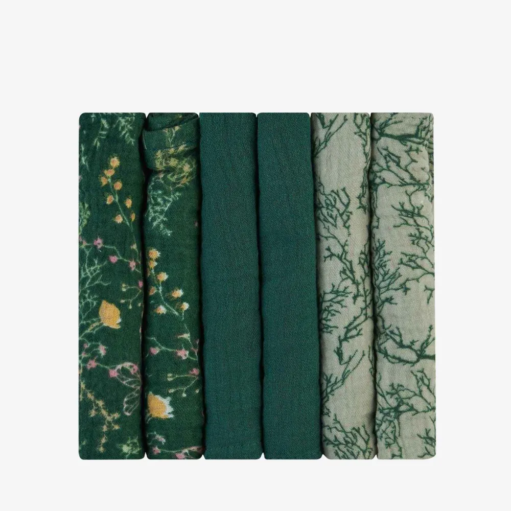 KikkaBoo® Muslin krpe za kupanje 6 komada 30x30 cm Secret Garden Green