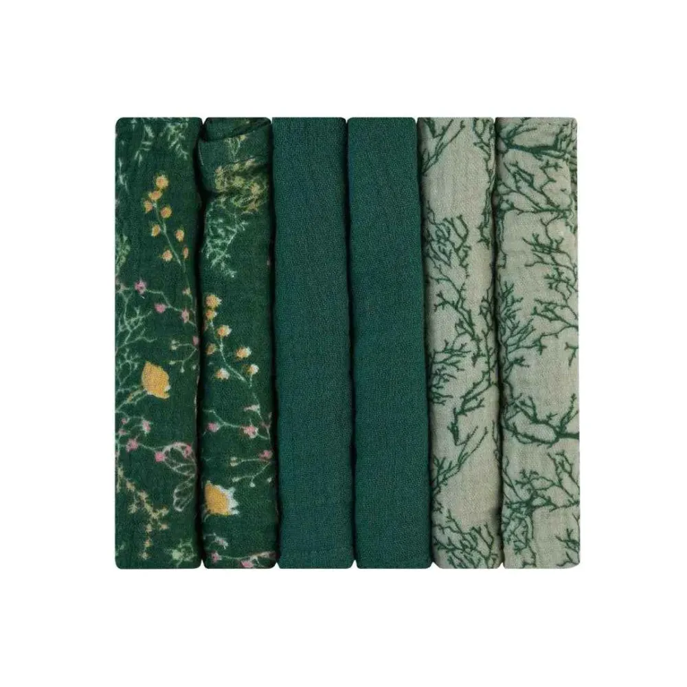 KikkaBoo® Muslin krpe za kupanje 6 komada 30x30 cm Secret Garden Green