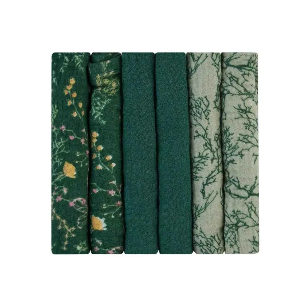 KikkaBoo® Muslin krpe za kupanje 6 komada 30x30 cm Secret Garden Green