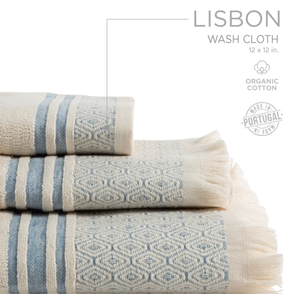 Lisbon Wash Cloth- Blue- Natural