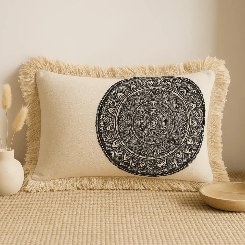 Mandala jastuk crni 30x50cm