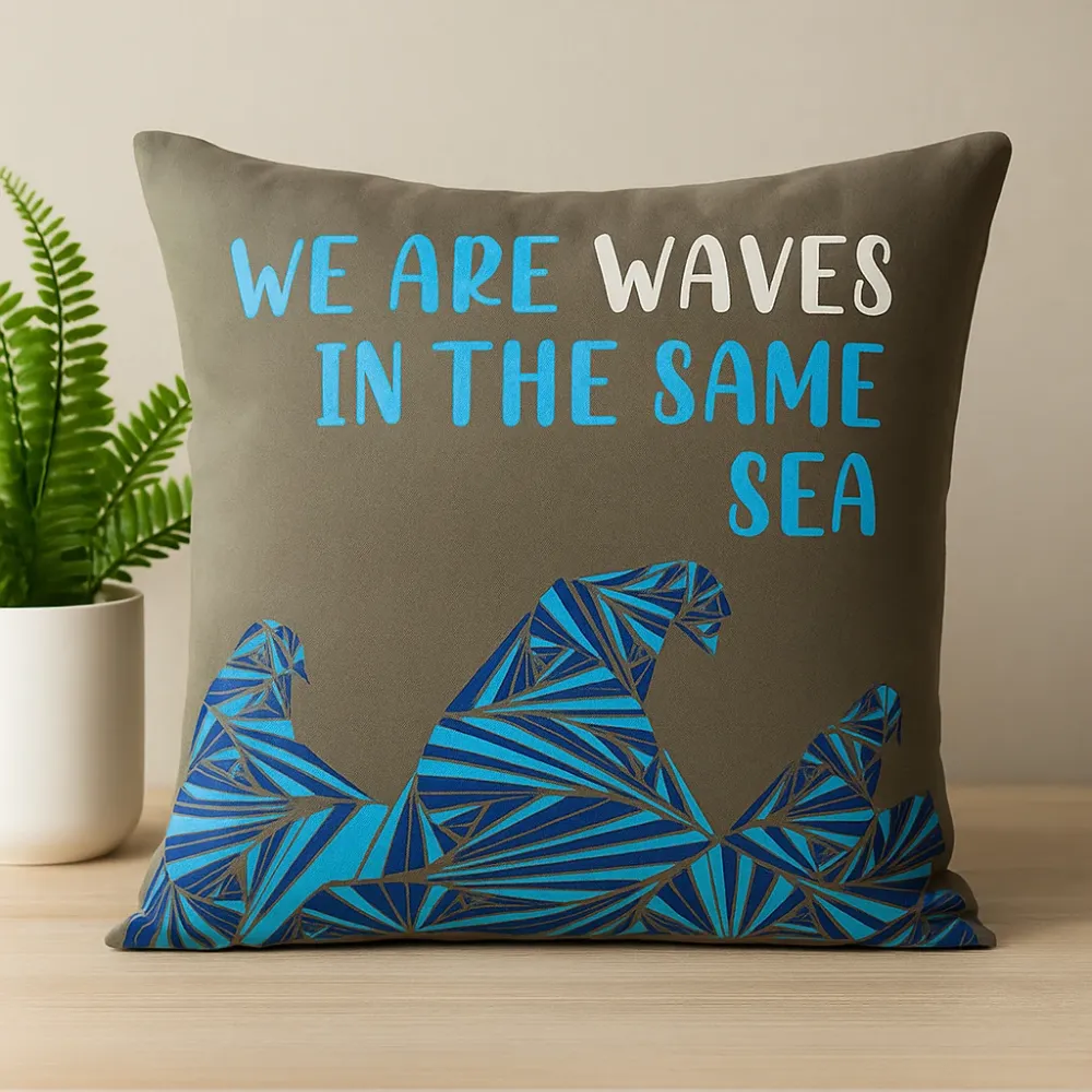 Navlaka za jastuk 45x45 Pamuk Siva We Are Waves