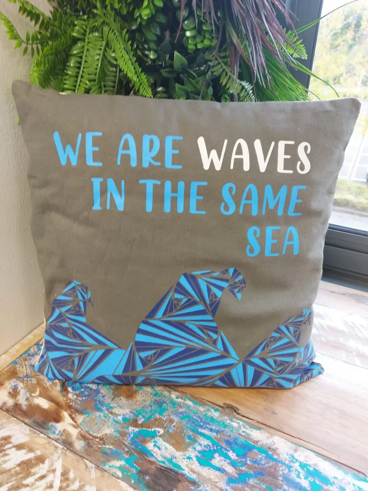 Navlaka za jastuk 45x45 Pamuk Siva We Are Waves