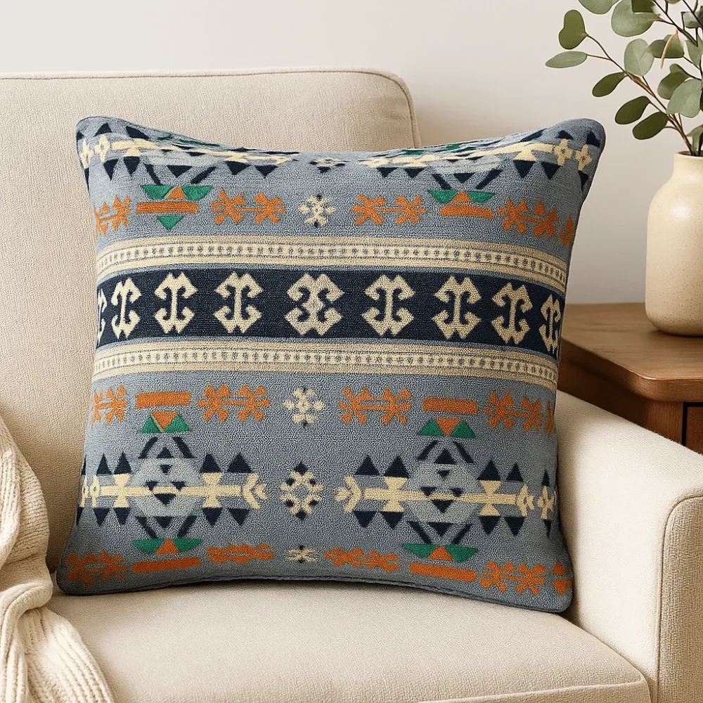 Navlaka za jastuk Kilim – turski ugljenasti geometrijski uzorak