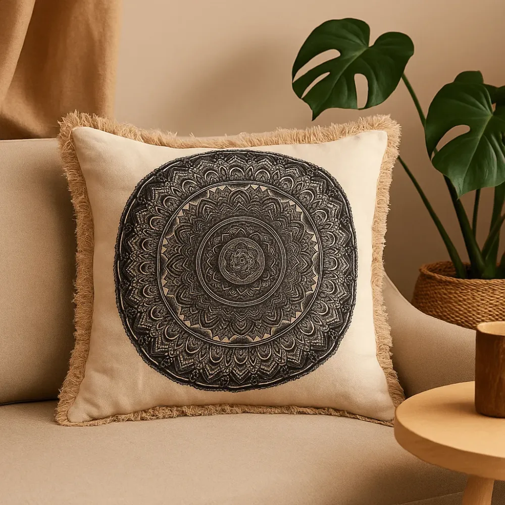 Navlaka za jastuk Mandala 45x45cm Crna